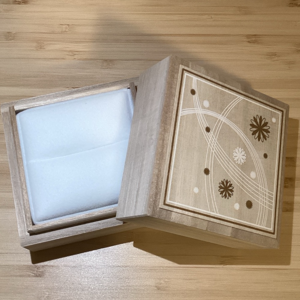Wooden Japanese Jewelry Box with Floral Design